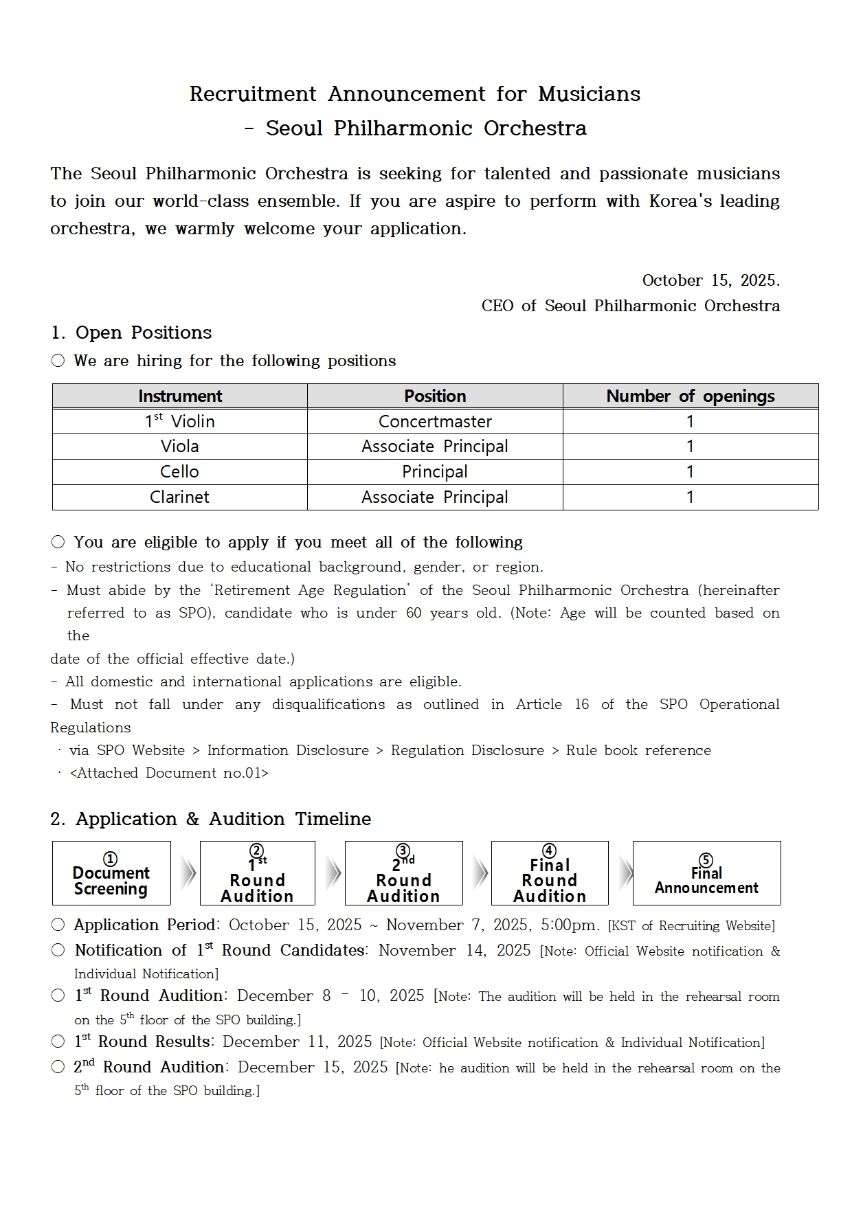 ★Notice Page_2025 The Seoul Philharmonic Orchestra Notice For Audition_251014001.jpg Notice Page_2025 The Seoul Philharmonic Orchestra Notice For Audition - 자세한 내용은 하단 텍스트정보 참조